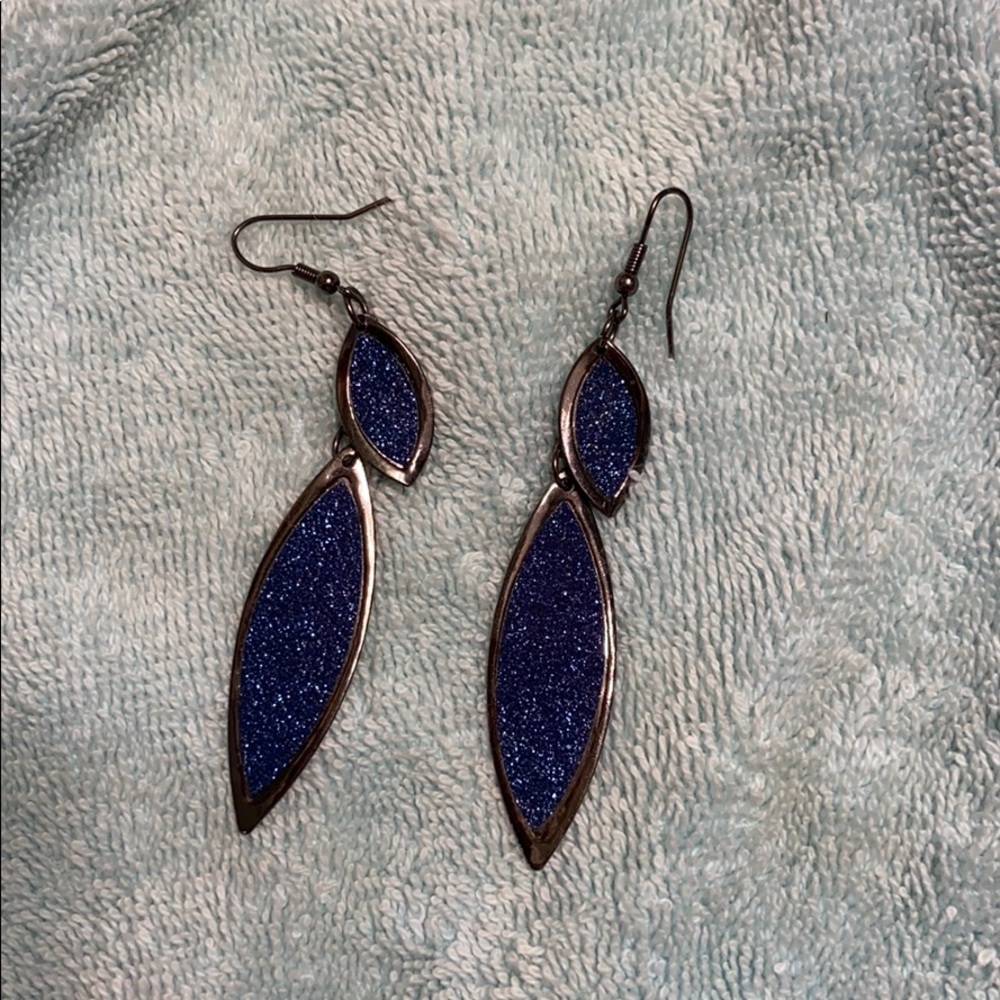 Royal Blue Glitter Earrings
